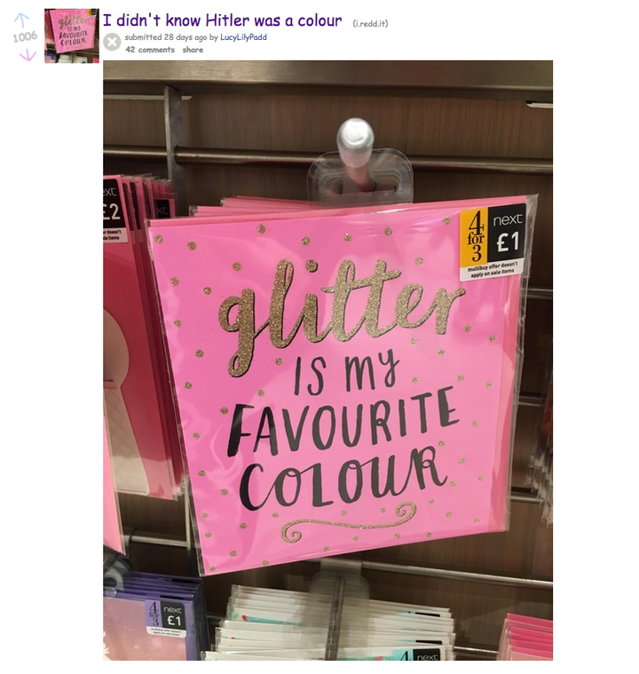 Greeting Card Fail Hitler Glitter Reddit Double Meaning