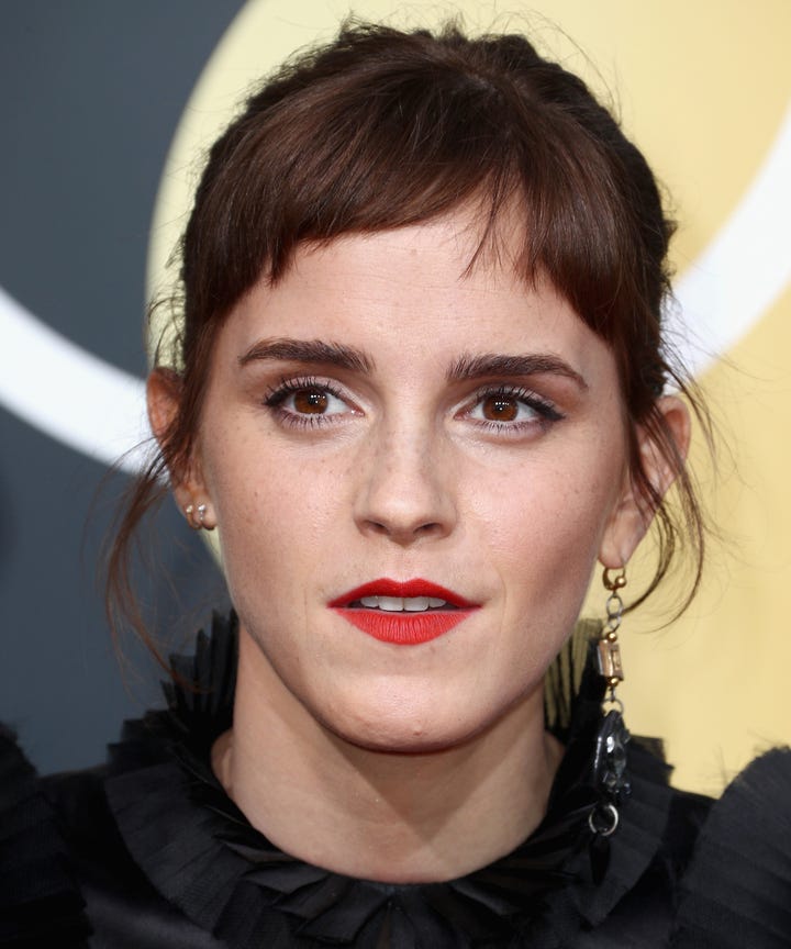 Celebrity Bold Red Lipstick Feminist Act Golden Globes