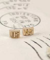 Erica Weiner Movable Type Earrings (Gold Vermeil)