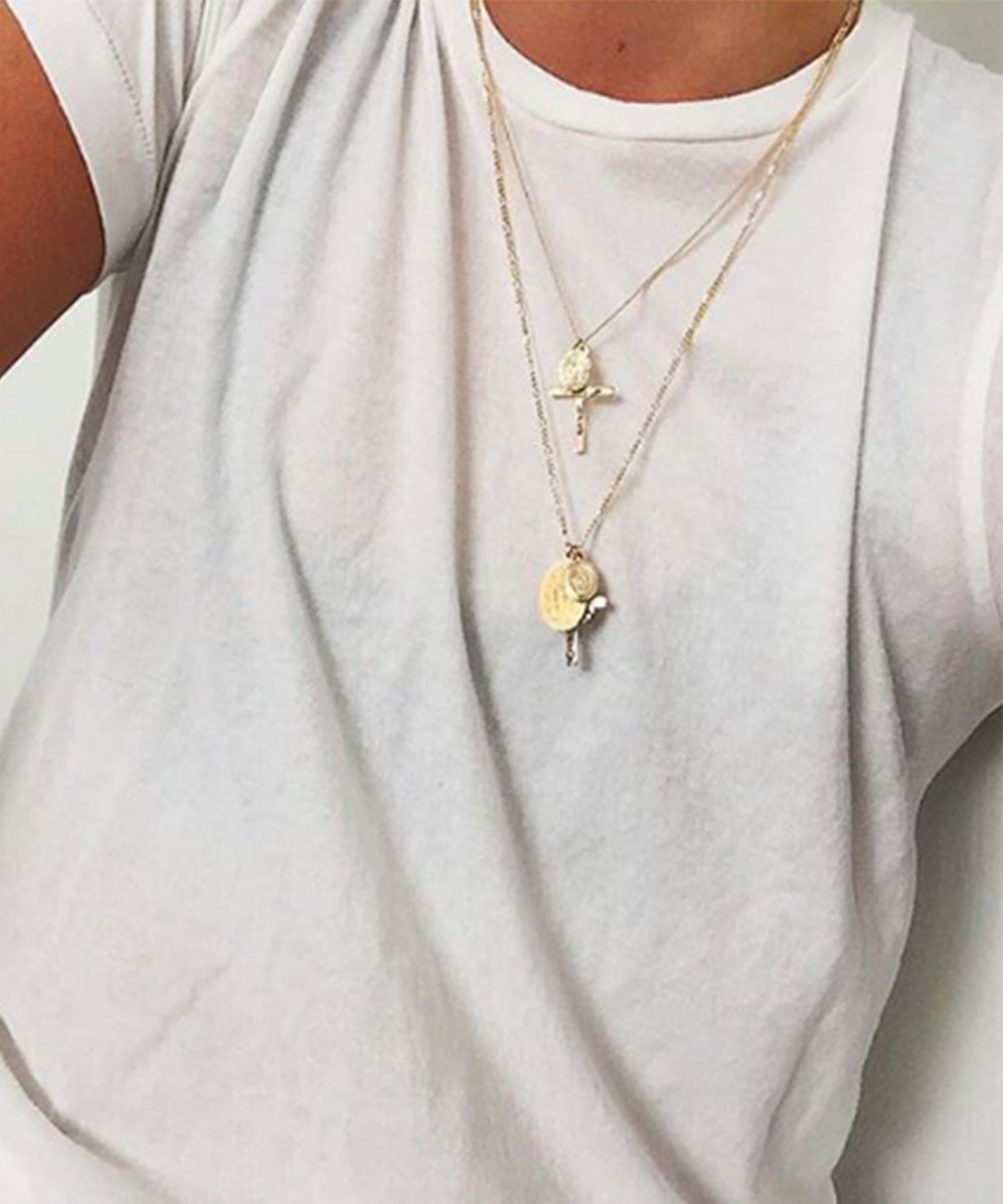 Gold Layered Necklaces Cross Necklace Jewelry Trend