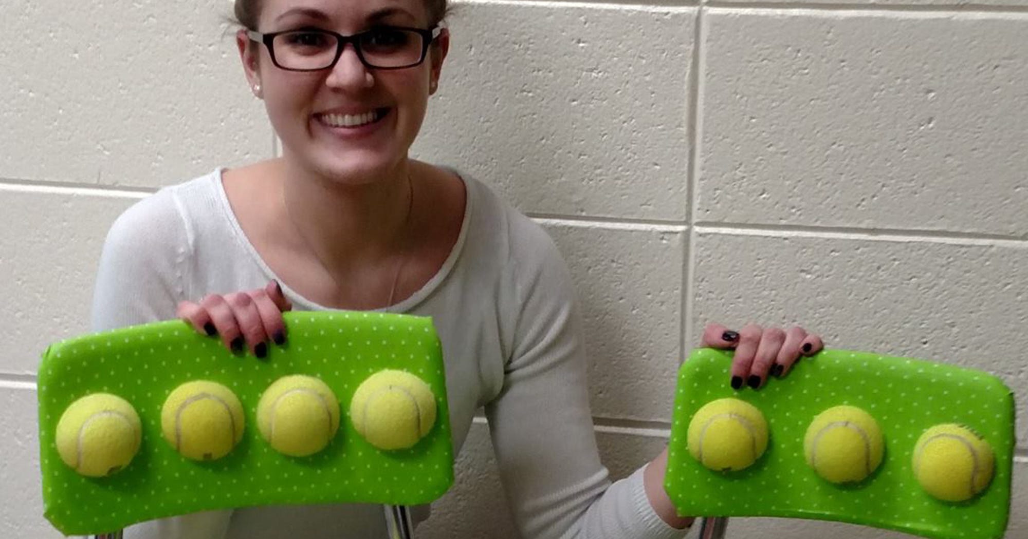 Teacher Glued Tennis Balls Chair Students Sensory Issue
