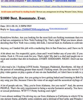Crazy Craigslist Roommate Ad