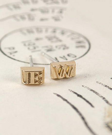 Erica Weiner Movable Type Earrings (Gold Vermeil)