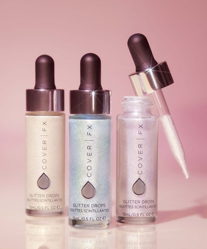 Cover Fx Glitter Drops Review When Cover Fx Launched Its Custom Enhancer Drops Last Year The Light Reflecting Liquids Sold Out Almost Immediately This Was A Shock To No One