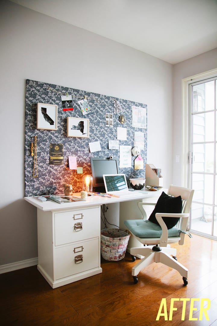 Desk Makeovers La Influencers Office Spaces From Sterile To Inspirational We Created The Ideal Office For Alisa Major Action Items On Her Wish List Were Getting A Bulletin Board That Didn T