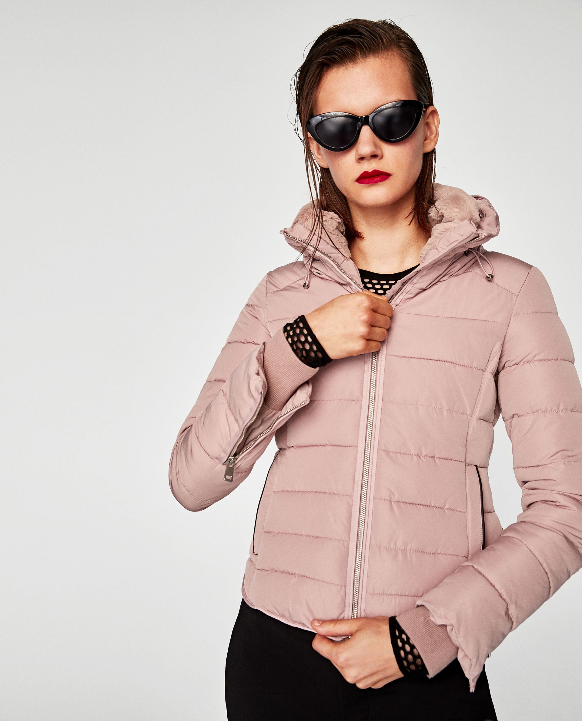 Zara + Quilted Jacket with Hidden Hood