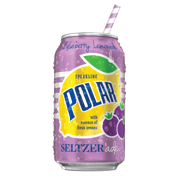 Polar + Polar Seltzer Water, Blueberry Lemonade, 12 Fl Oz (Pack of 8)