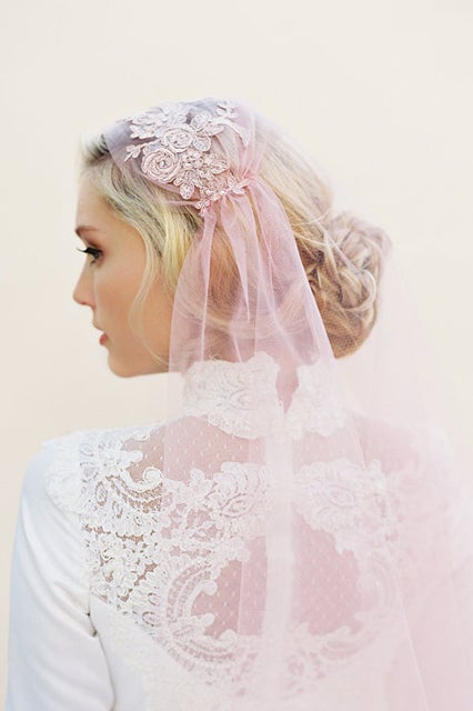 VeiledBeauty   Pink Wedding Veil
