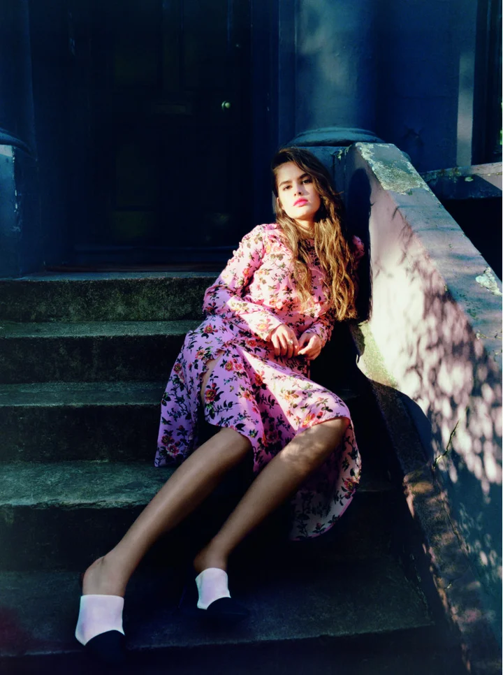 topshop floral ruffle midi dress Topshop grown on ruffle sleeve occasion maxi dress in blurred pink floral