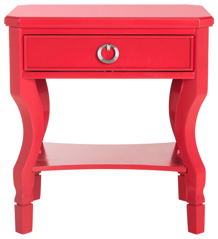 Houzz + Alaia One Drawer Night Stand, Red
