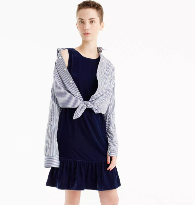 j crew blue velvet dress NWT J Crew Girls' puff-sleeve velvet party dress