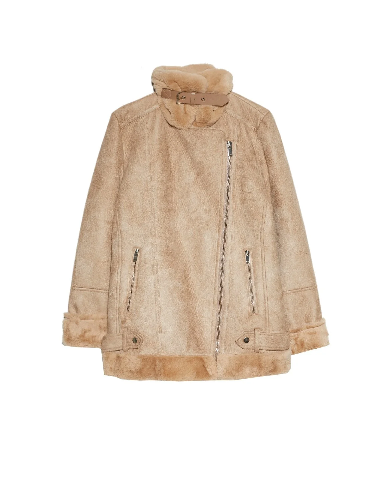 Stradivarius Faux Shearling Biker Jacket