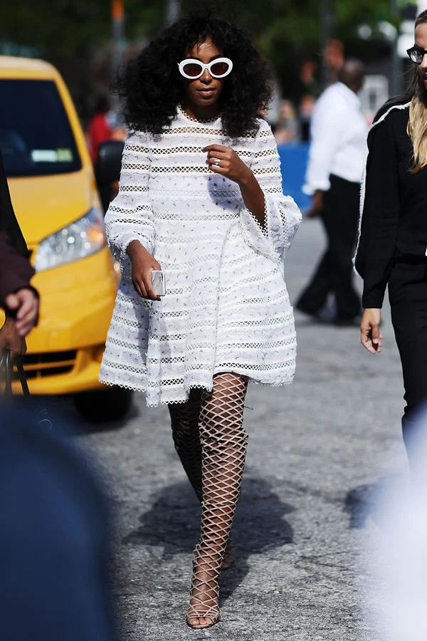 open lace back dress Solange Midi Dress | Natural Semi-Sheer Knit main image 1