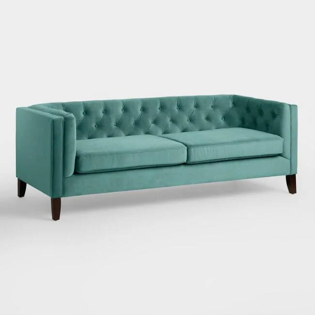 Cost Plus World Market Teal Velvet Kendall Sofa