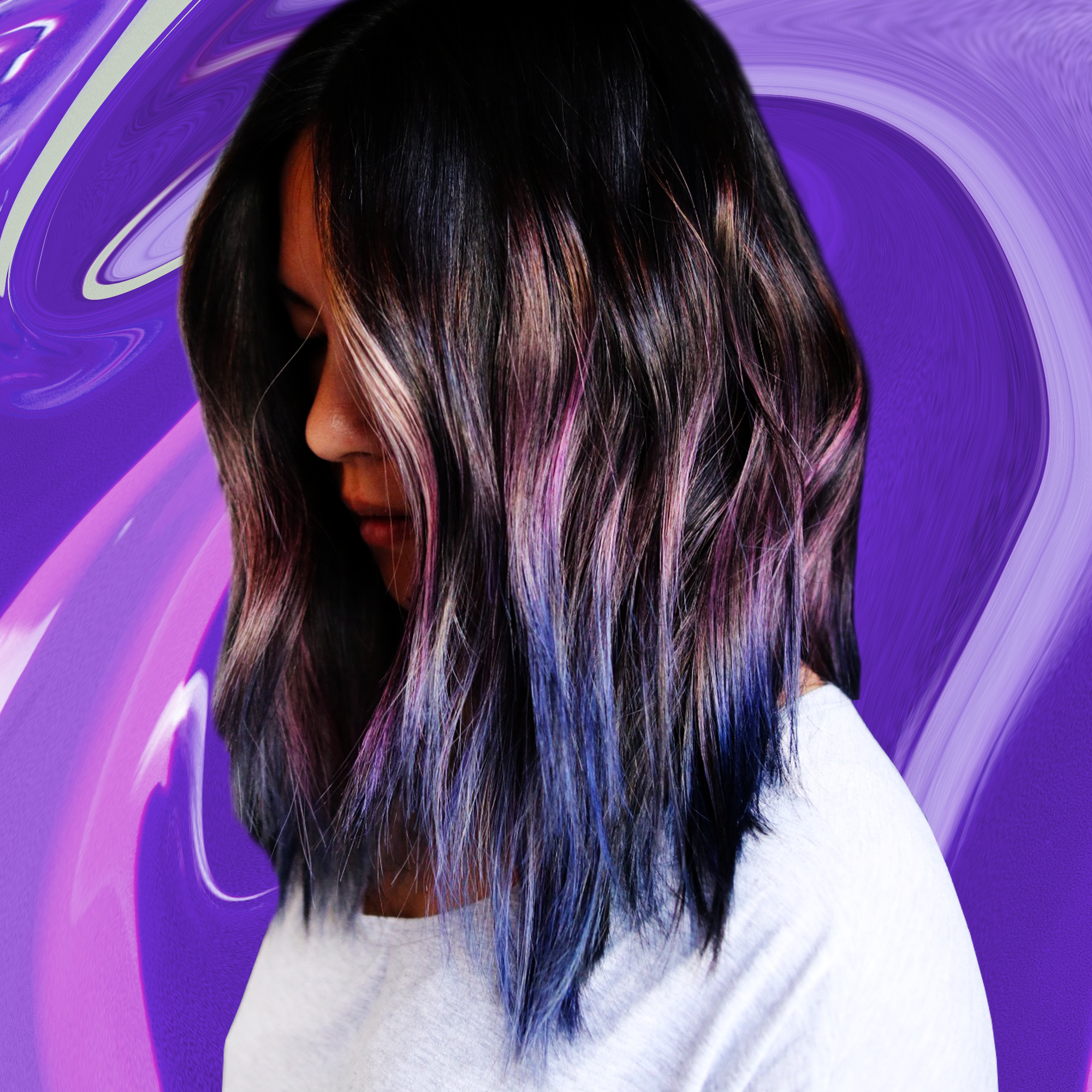 Geode Hair Cool Style Purple Pink Blue Colors