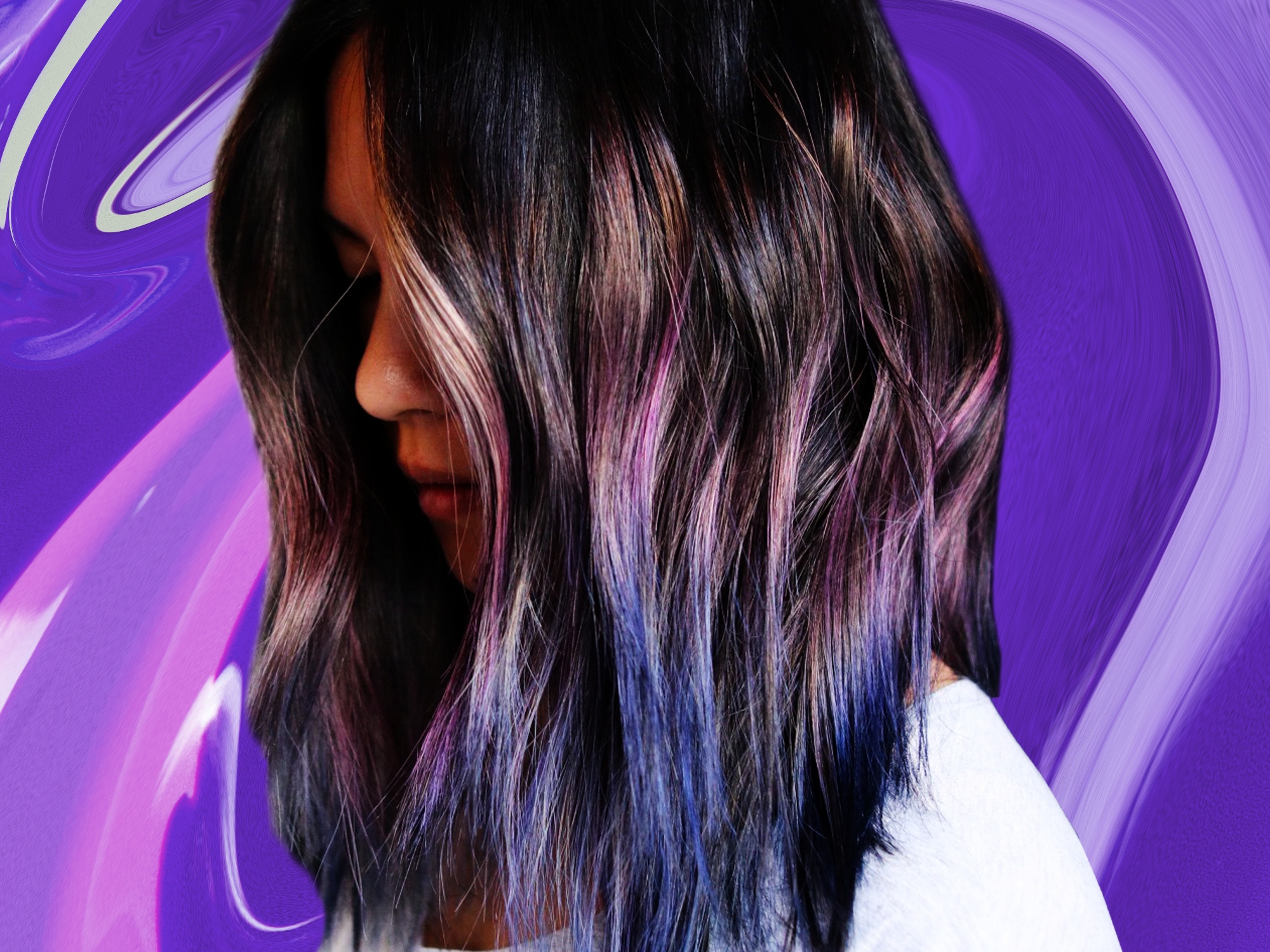 Geode Hair Cool Style Purple Pink Blue Colors