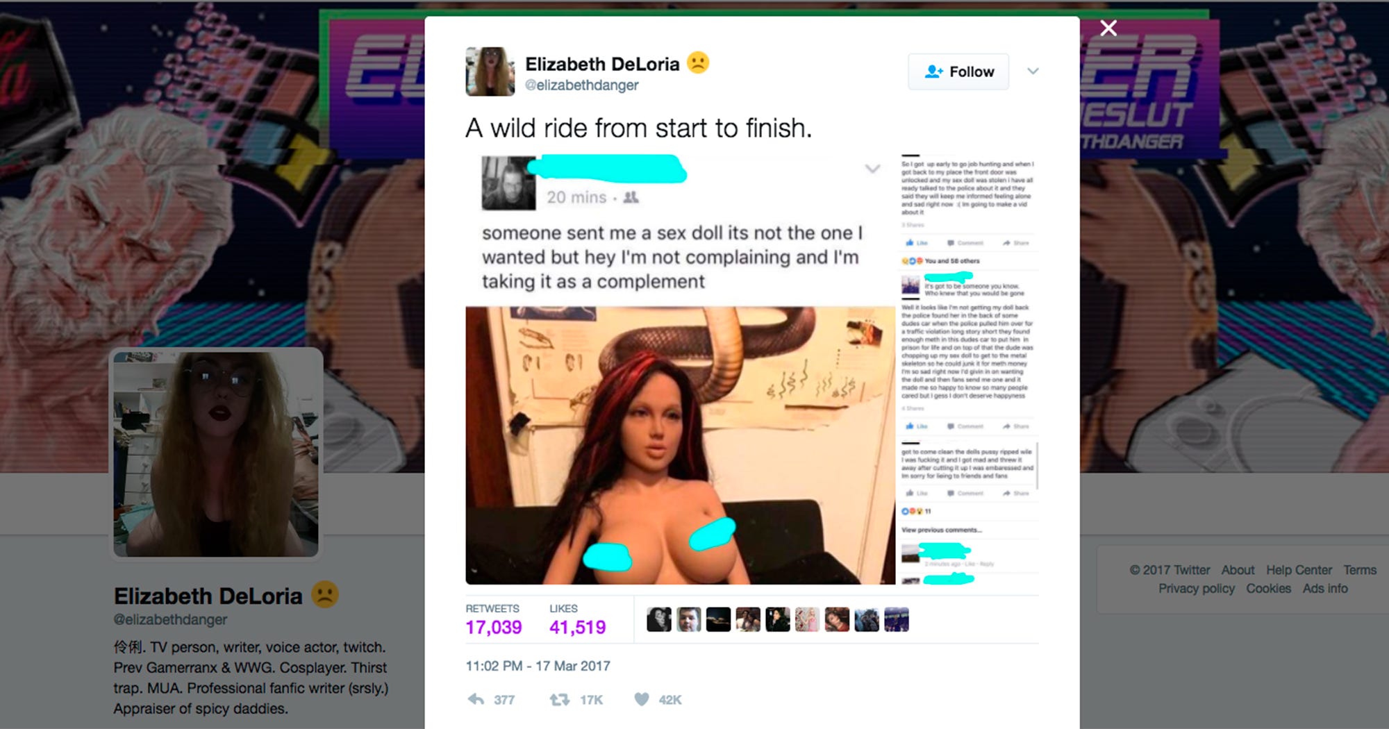 Stolen Sex Doll Twitter Guy Lies