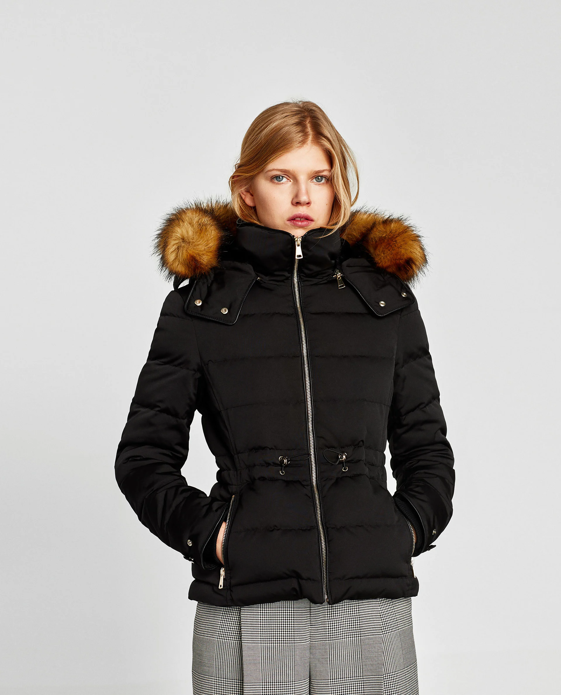 Zara Quilted Coat With Faux Fur Hood Best Quilt