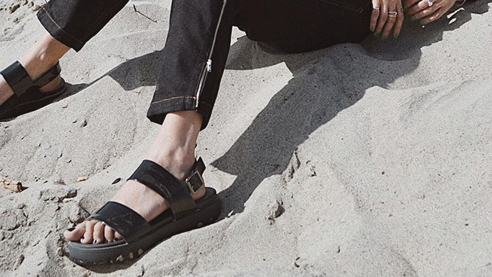 thick black sandals