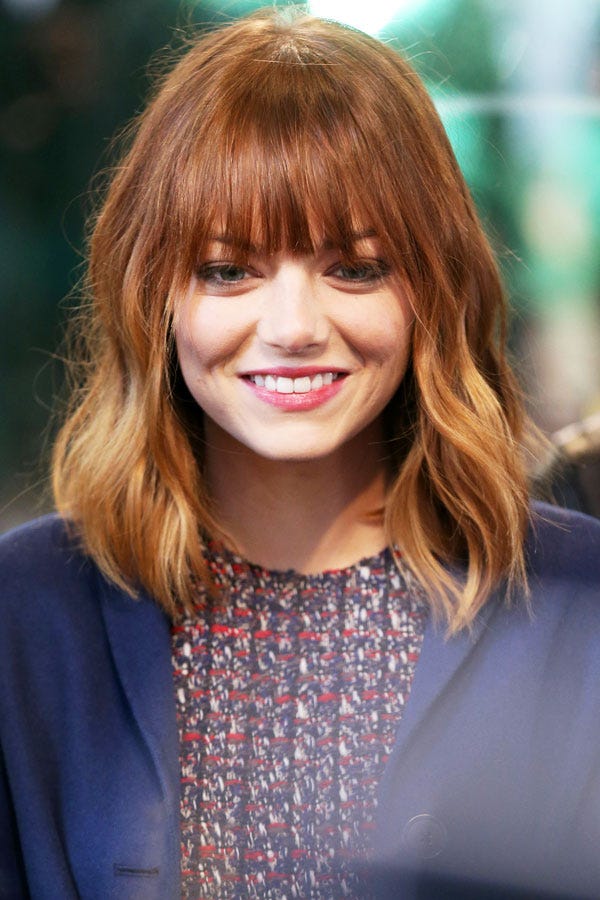 Emma Stone Hair New Bangs Celebrity Beauty