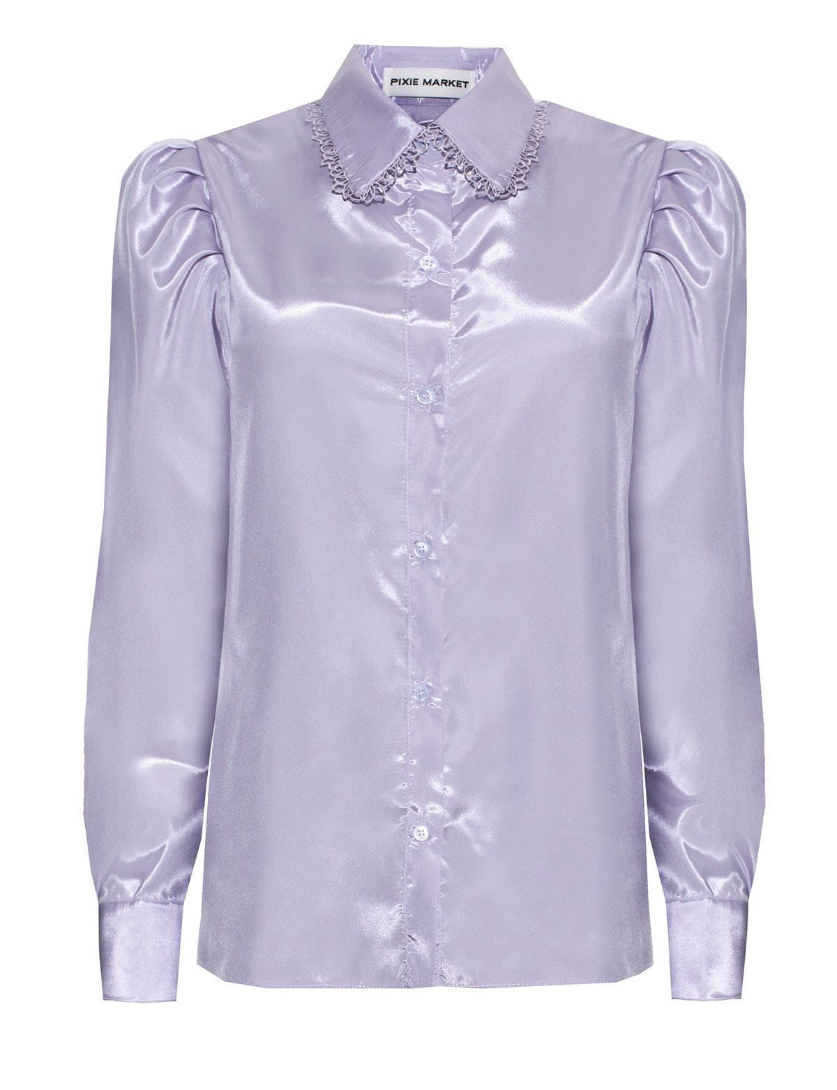 Pixie Market + Vivian Lavender Satin Blouse