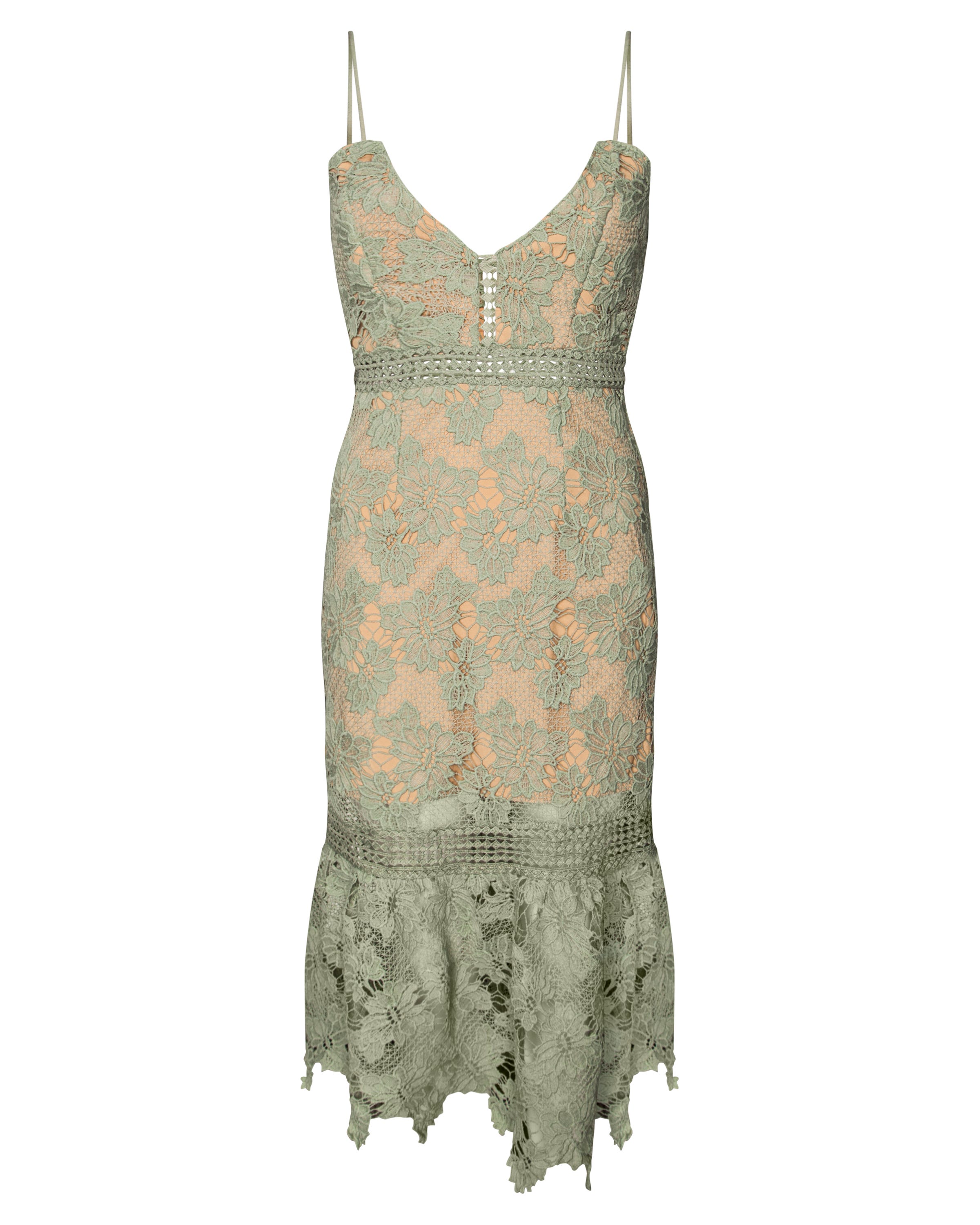 lace up flannel dress Country Cottage Plaid and Lace Bubble Mini Dress Sand / M main image 1