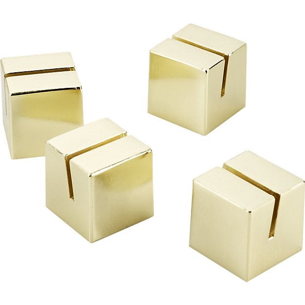 CB2 + Brushed Gold Place Card Holders Set Of 4