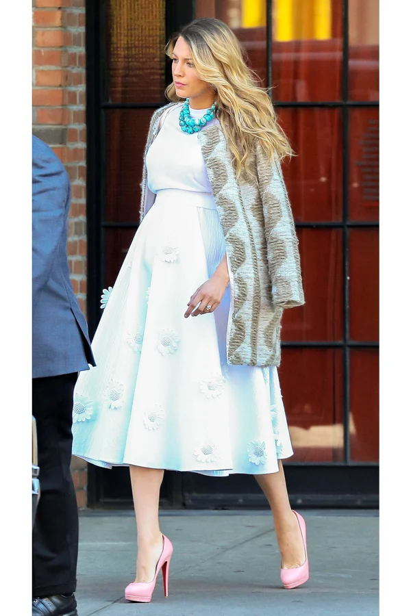 blake lively pregnant blue dress Pregnant Blake Lively Rises From the Ashes Where Blake Lively Once Stood