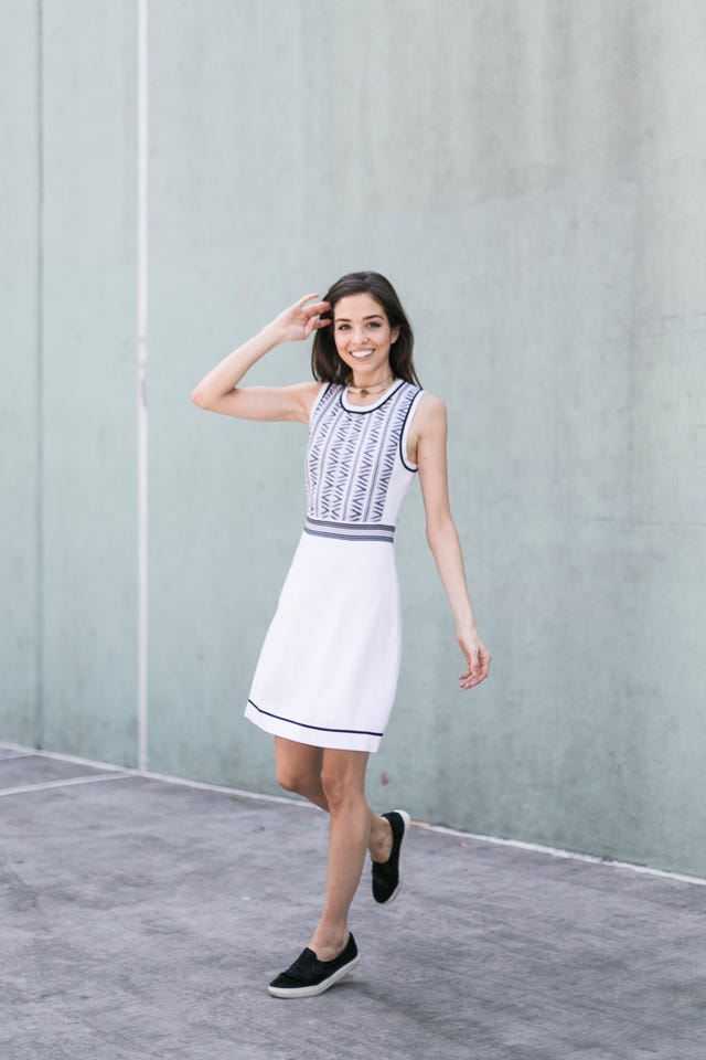 Grey dress shop with sneakers