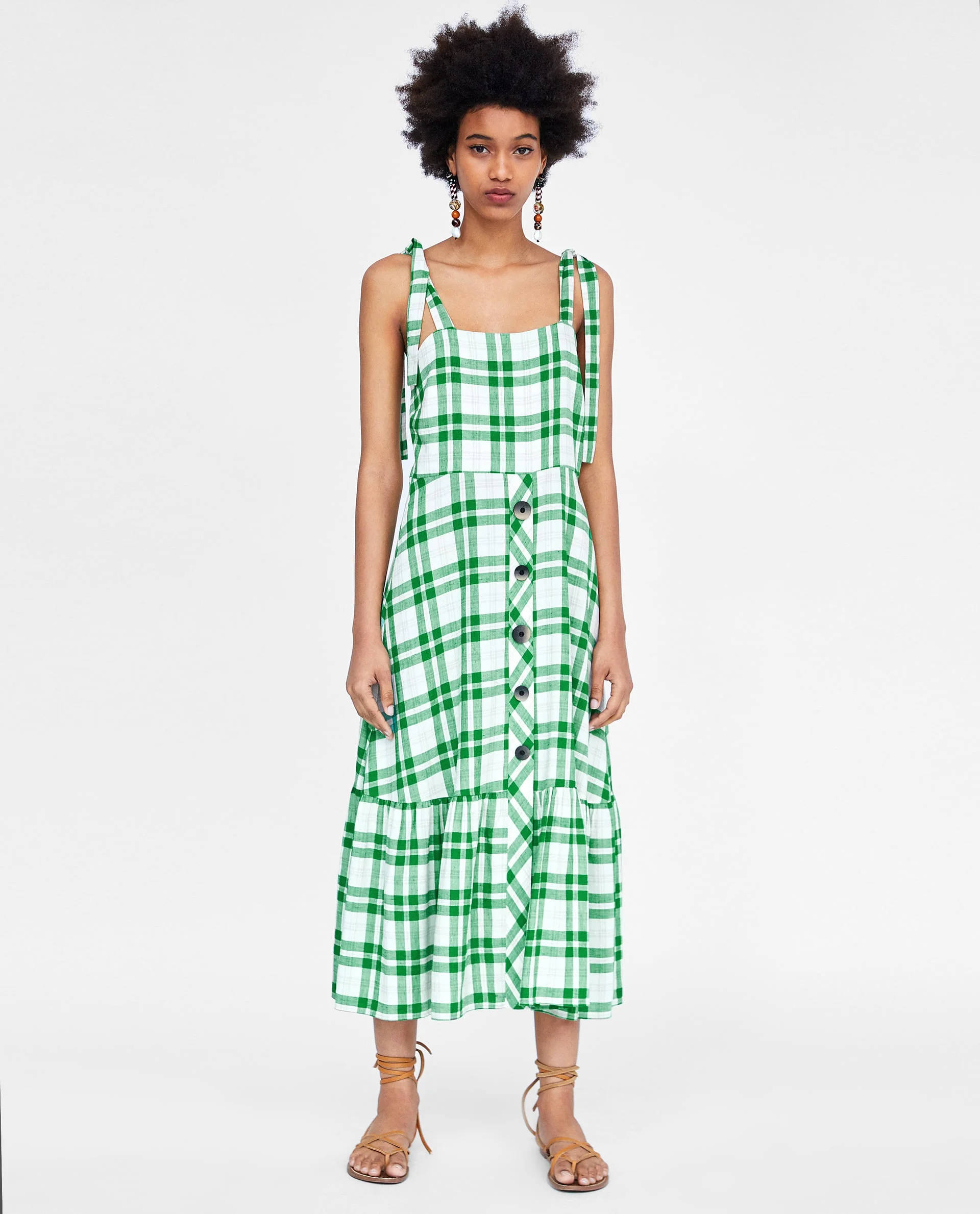 green checkered dress zara + with Buttons metallic gold gown for night events