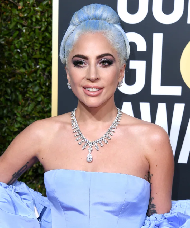 Lady Gaga Matches Blue Hair To Dress At Golden Globes