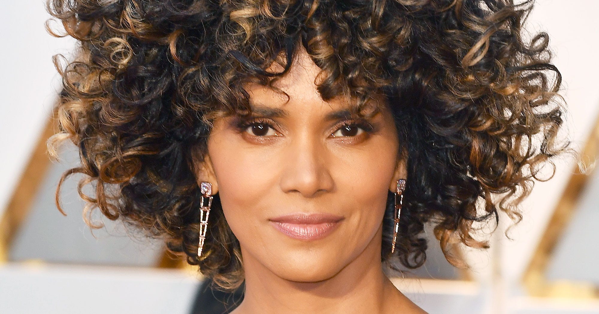 Halle Berry Oscars Red Carpet Natural Hairstyle Photos