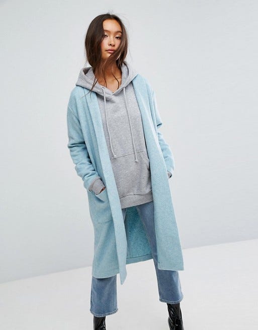 Weekday drapey knit coat in camel Clearance