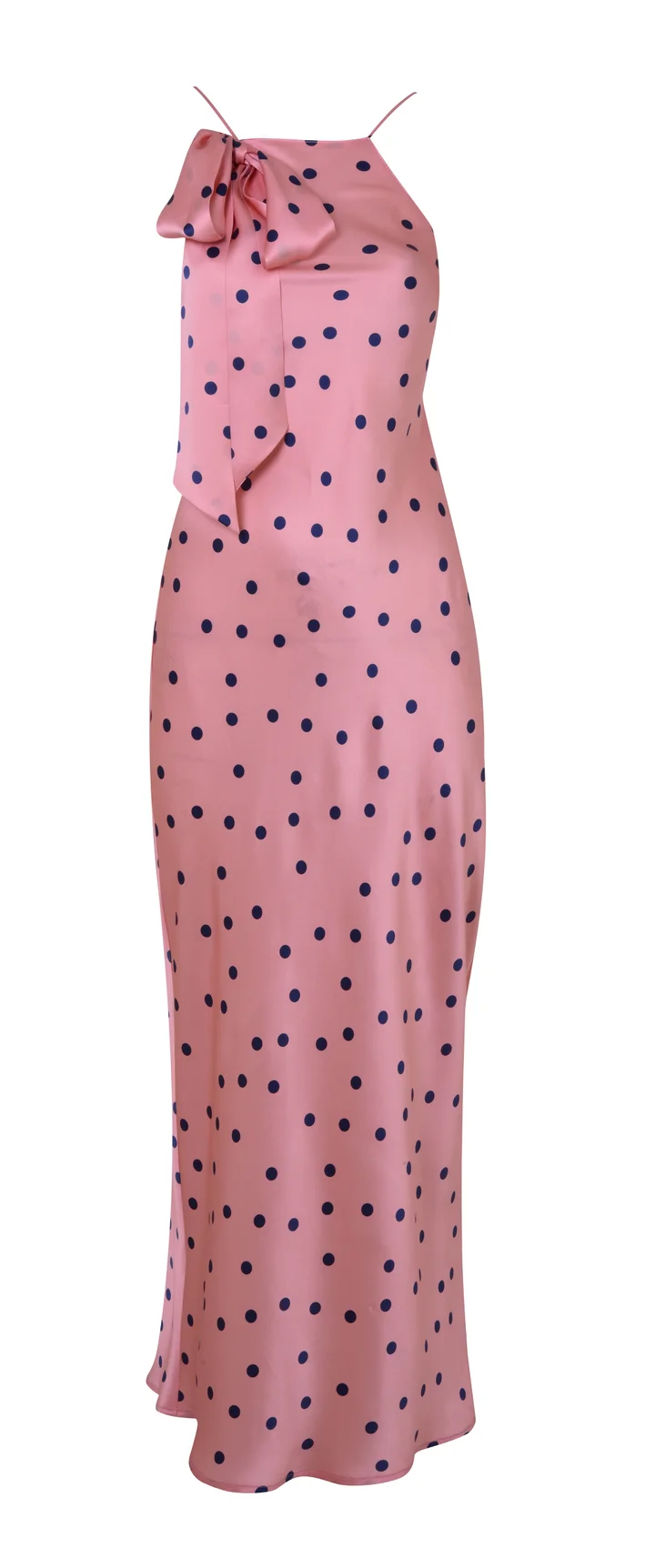 topshop pink polka dot dress Topshop Pink Red Polka Dot Spot Slip Dress Summer Midi Spaghetti Strap Size  6