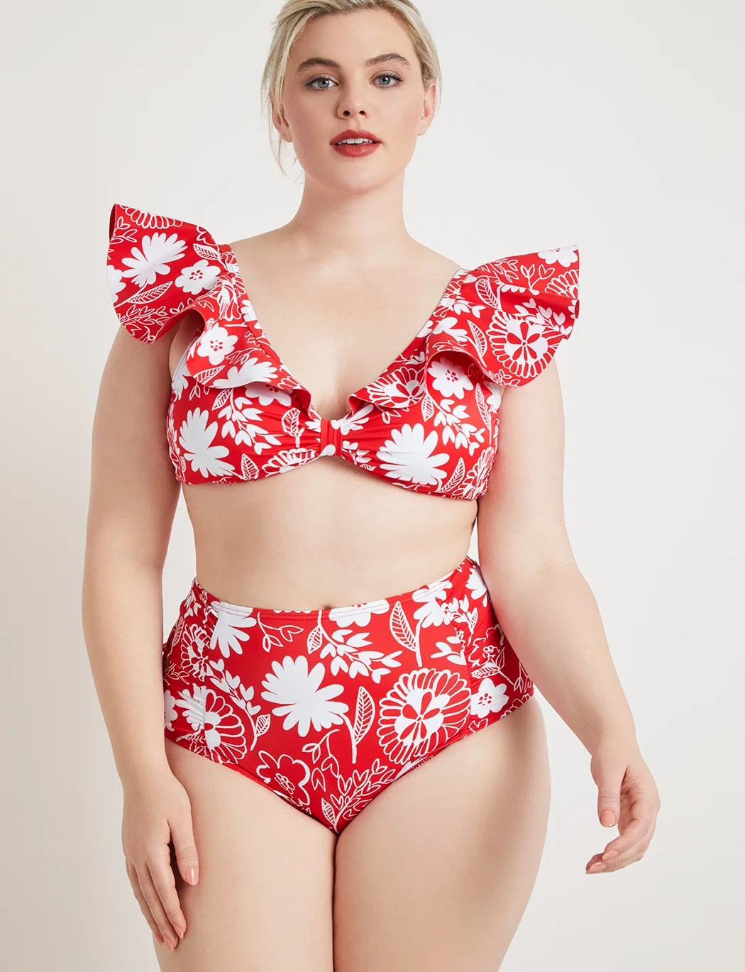 plus size ruffle swim top