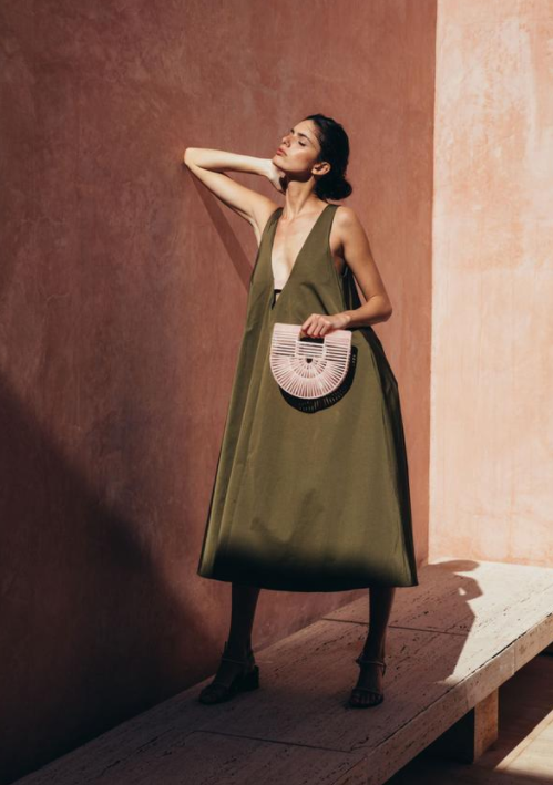 green emerald velvet dress L'agence Amazon Green Lorraine Trapeze Dress - Amazon Green main image 0