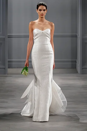 simple elegant mermaid wedding dresses Elegant Crepe Lace Sleeved Mermaid Bridal Gown Light Ivory / With Beading