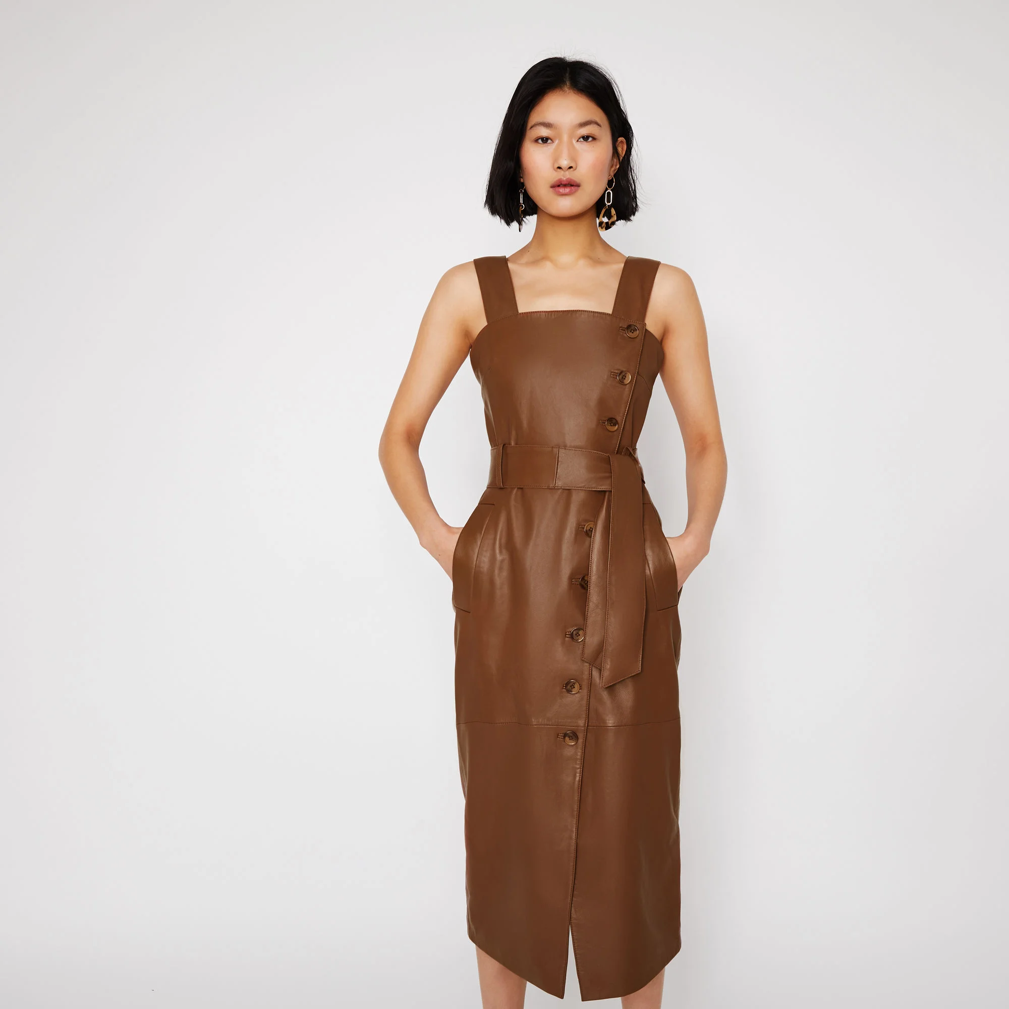 wine faux leather dress Faux Leather Dress with Puff Sleeves – Dolce Cabo