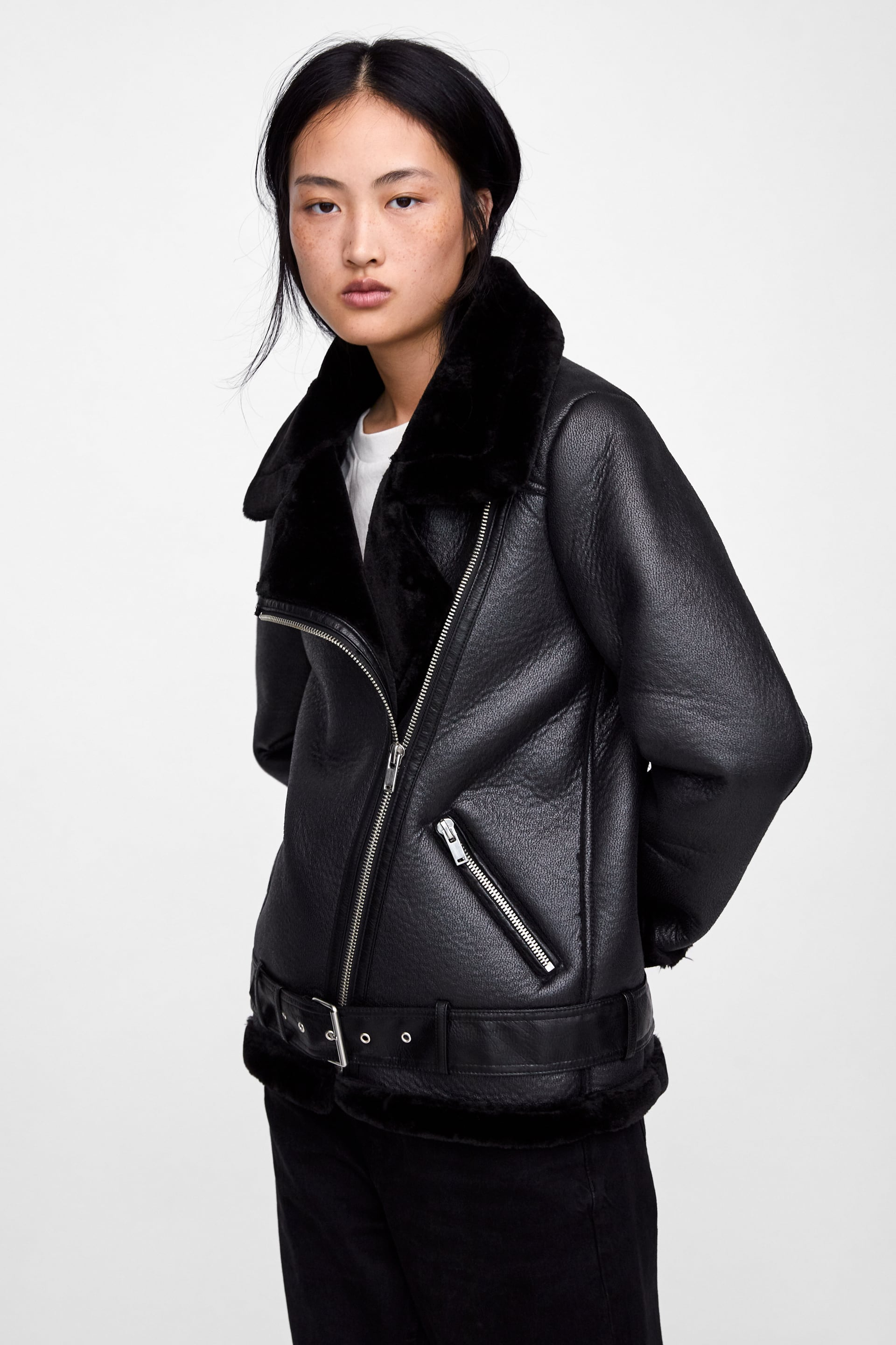 Zara Contrasting Biker Jacket Contrasting Biker Jacket