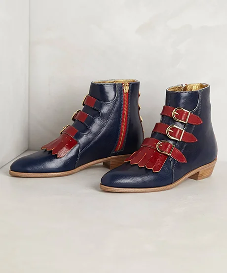 black and white two tone boots