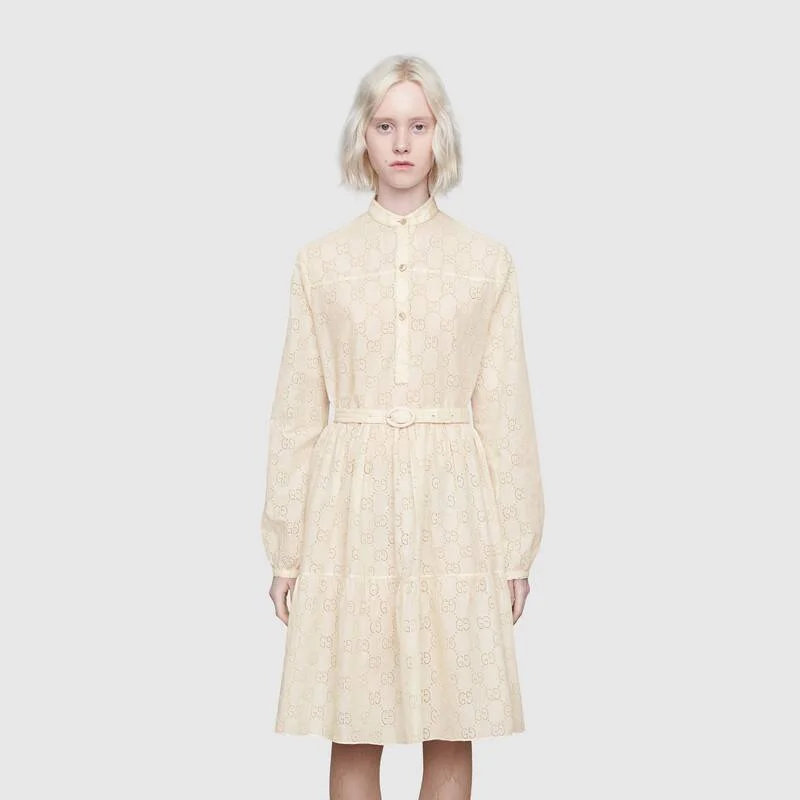 Gucci + GG Broderie Anglaise Dress