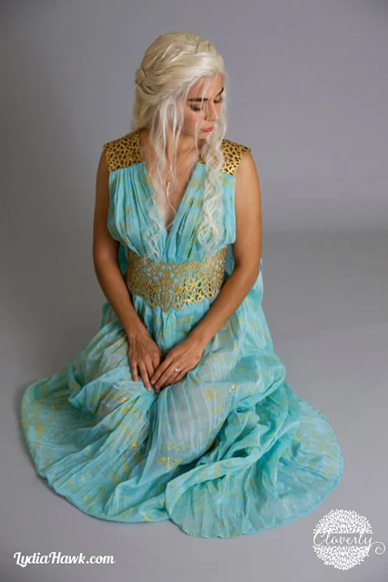khaleesi blue and gold dress Grecian Gown Khaleesi Cosplay Game of Thrones Inspired Daenerys Dress –  MJcostume main image 1