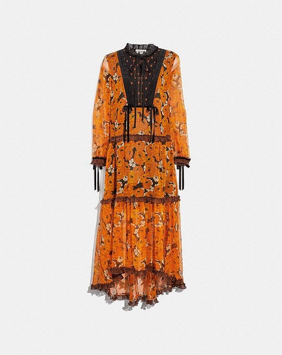Coach + Rose Print Tiered Dress