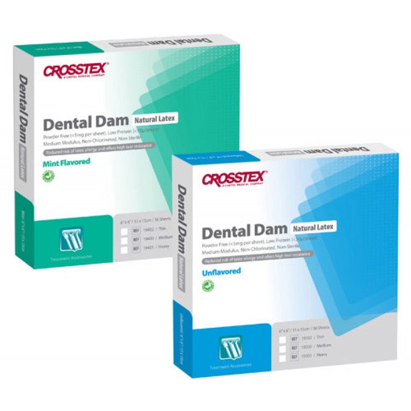 Crosstex + Dental Dam, Latex, Mint Flavor (Pack of 52)