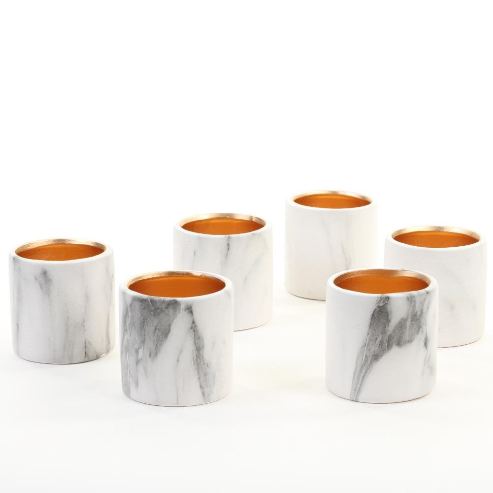 Koyal + Marble Ceramic Votive Candle Holders
