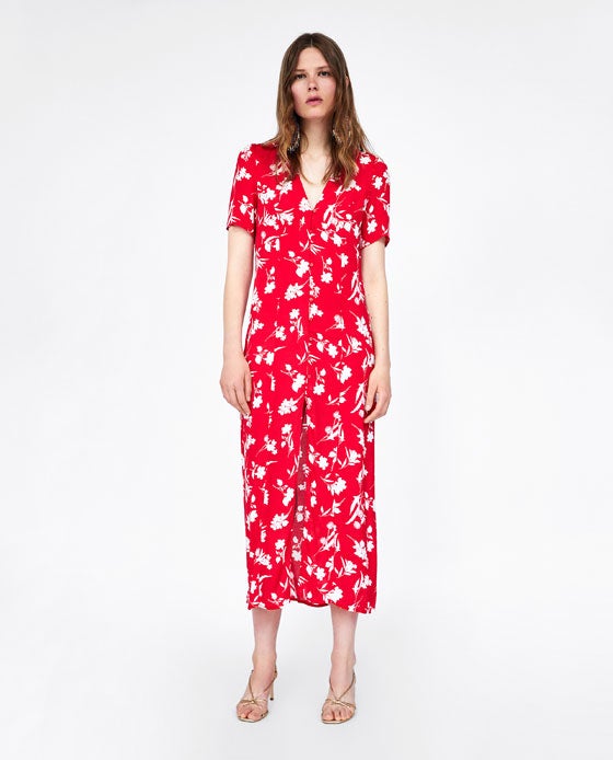 Zara + Long Floral Print Dress
