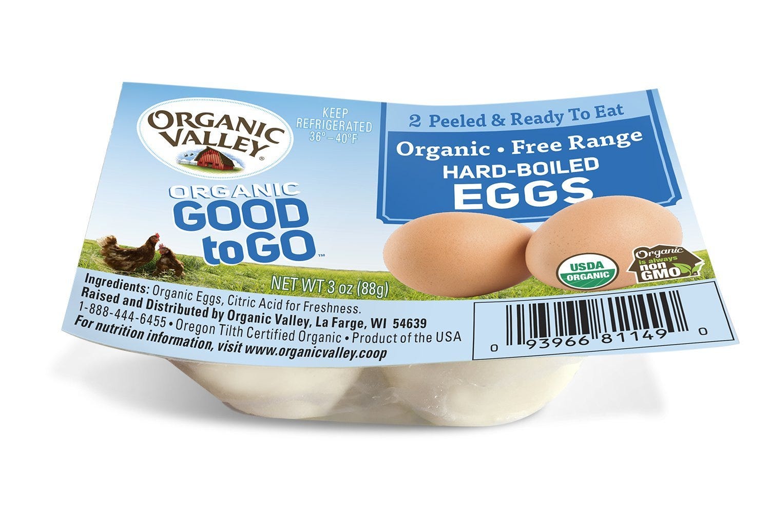 Organic Valley + Organic Valley, Organic GoodtoGo Freerange Hardboiled Eggs, 2 ct