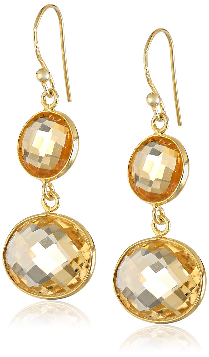 Amazon Collection + GoldPlated Citrine Bezel Drop Earrings