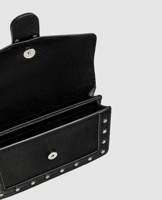 Zara + Studded Leather Crossbody Bag