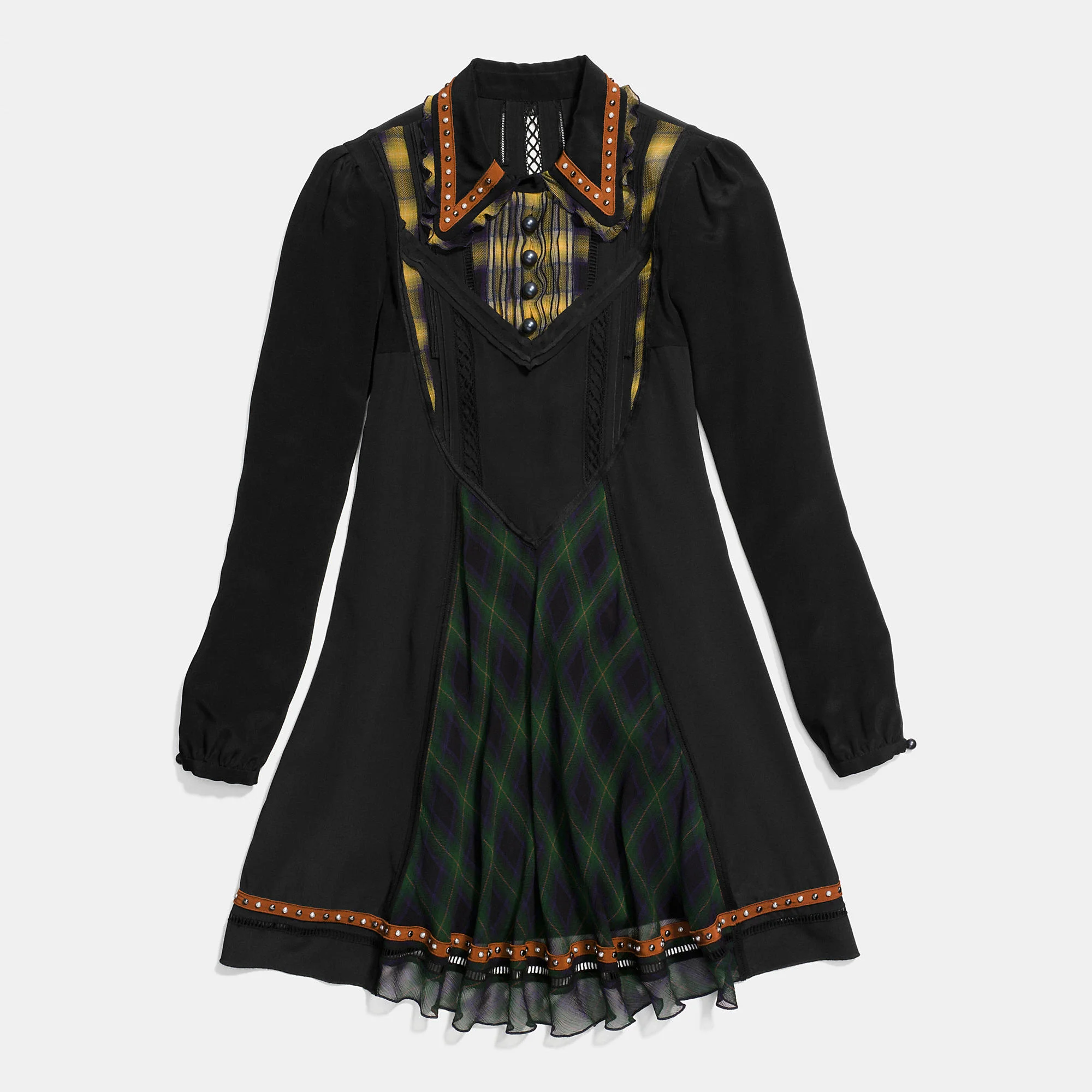coach black dress Jacquard Pleated Dress
